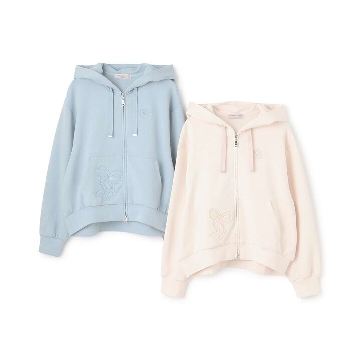 Ribbon Appliqué Double Zip Parka,Ivory, medium image number 8