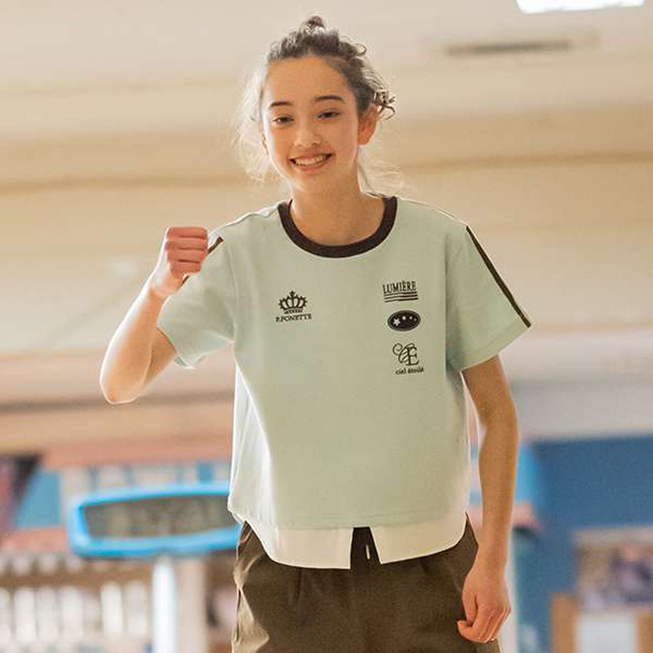 Hem Shirt Layered-Look T-Shirt,Black, large image number 18