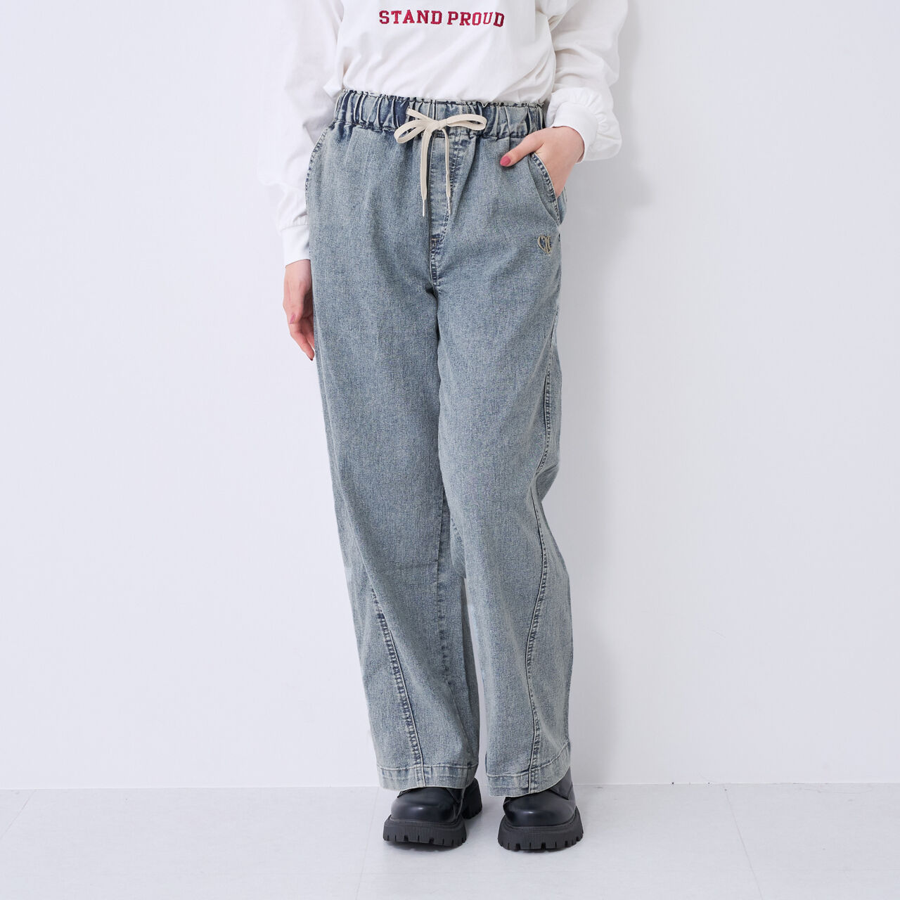 [ME DENIM] Stretch Quick-Dry Easy Pull-On Pants,Gray, large image number 5
