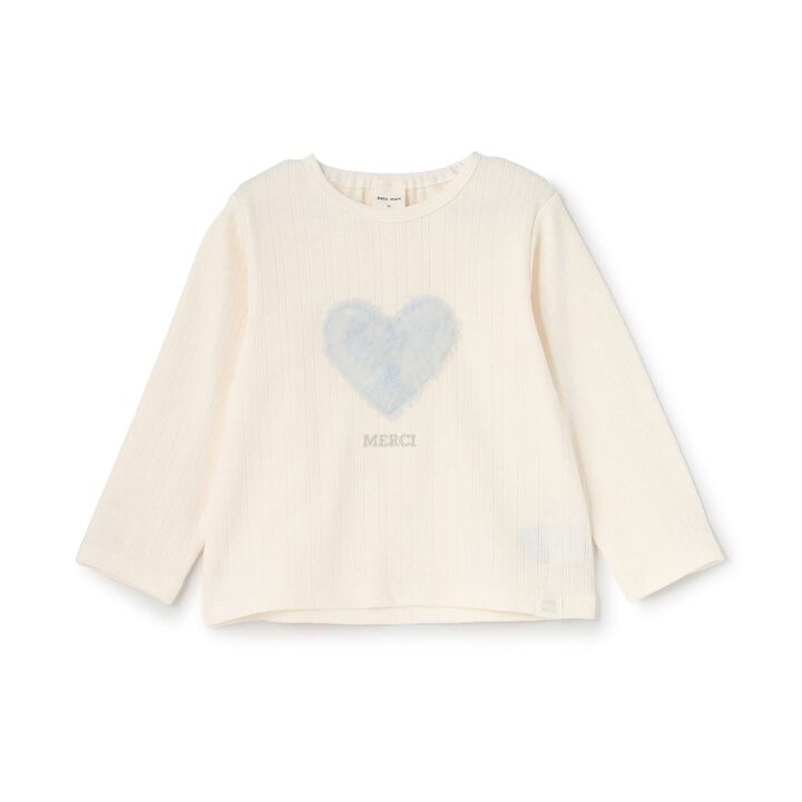 Heart & Animal Motif Long-Sleeve T-Shirt,Off white, medium image number 5