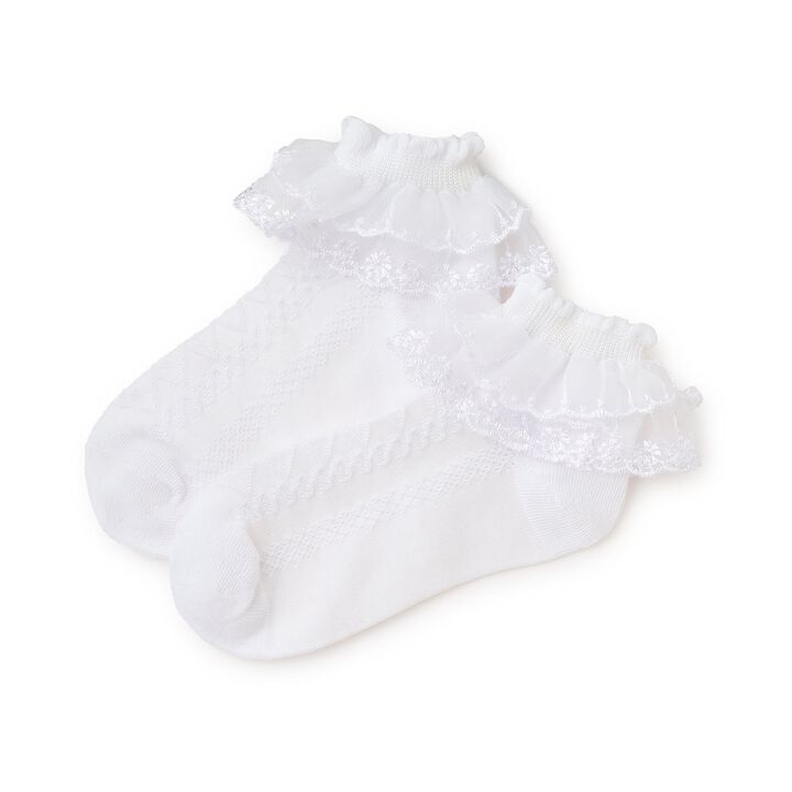 Lace-Trimmed Socks,Pink, medium image number 1