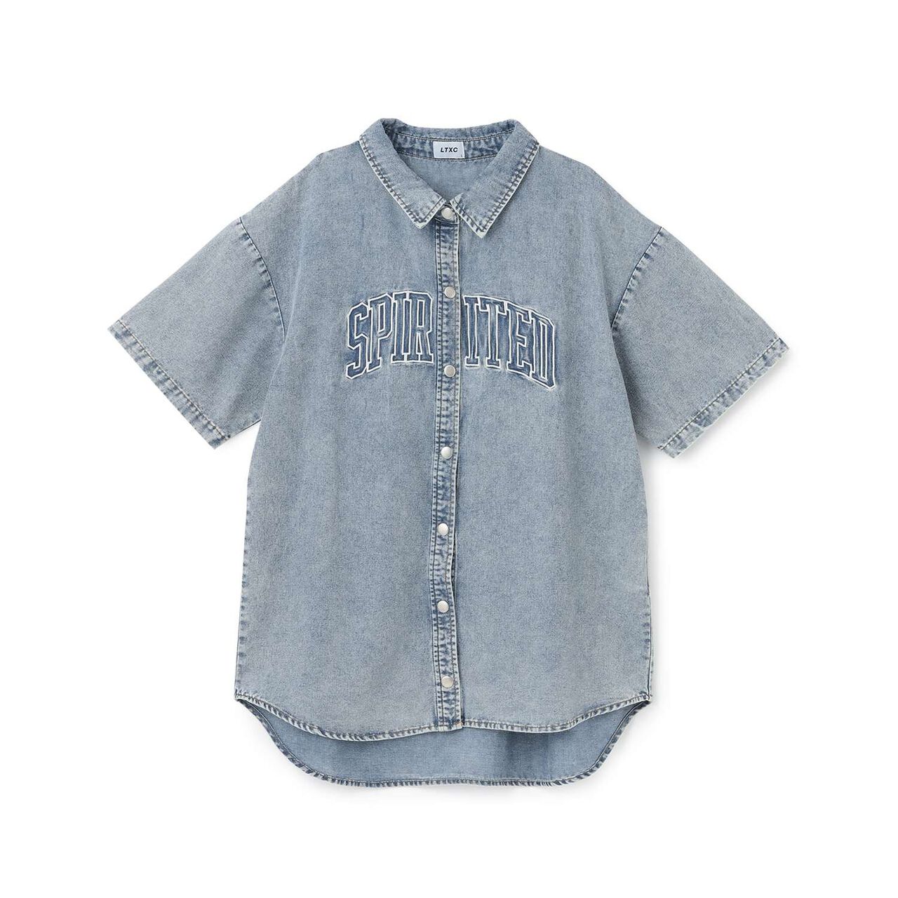 [LTXC/Cool Touch] Denim Loose Tunic Shirt Dress,Gray, large image number 7