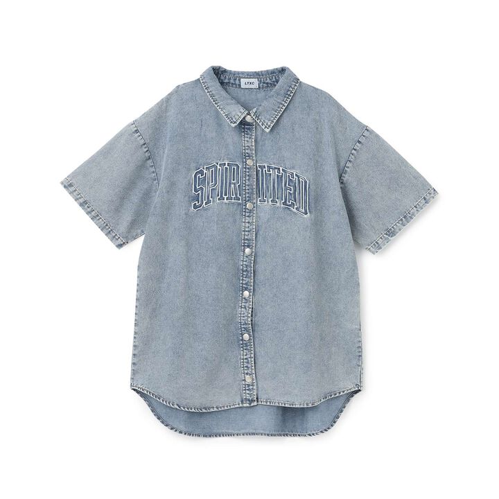 [LTXC/Cool Touch] Denim Loose Tunic Shirt Dress,Gray, medium image number 7