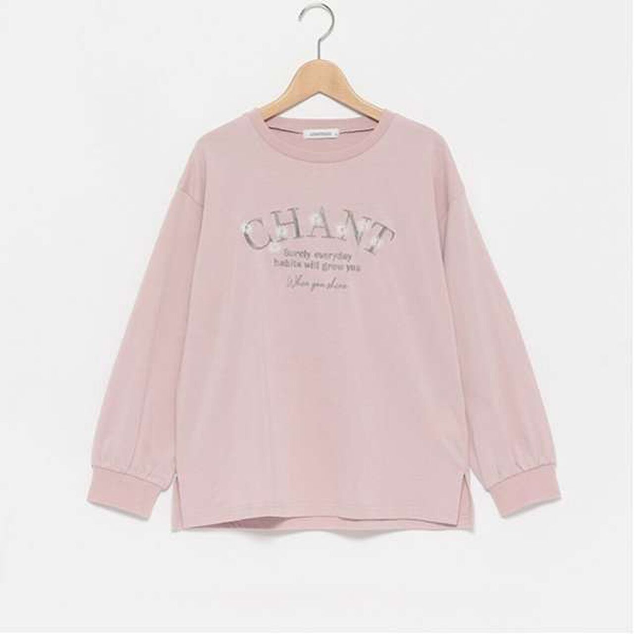 Orgabits Flower Embroidery Long Sleeve T-Shirt,Charcoal gray, large image number 18