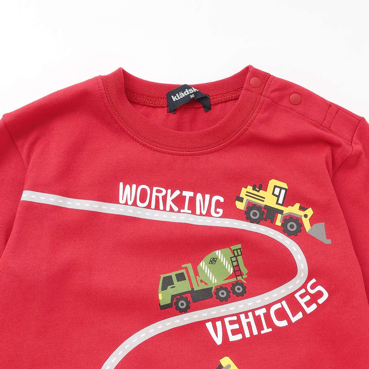 [Restock] Working Vehicles and Trains Long-Sleeve T-Shirt,Red, large image number 2