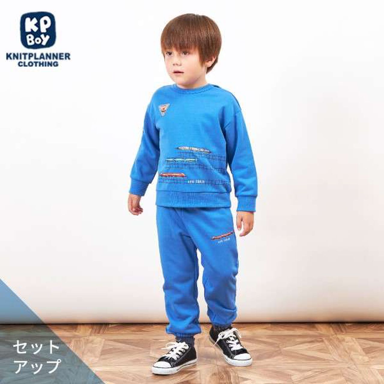 KPBOY Train Embroidery Mini Fleece Set (80-120),Blue, large image number 0