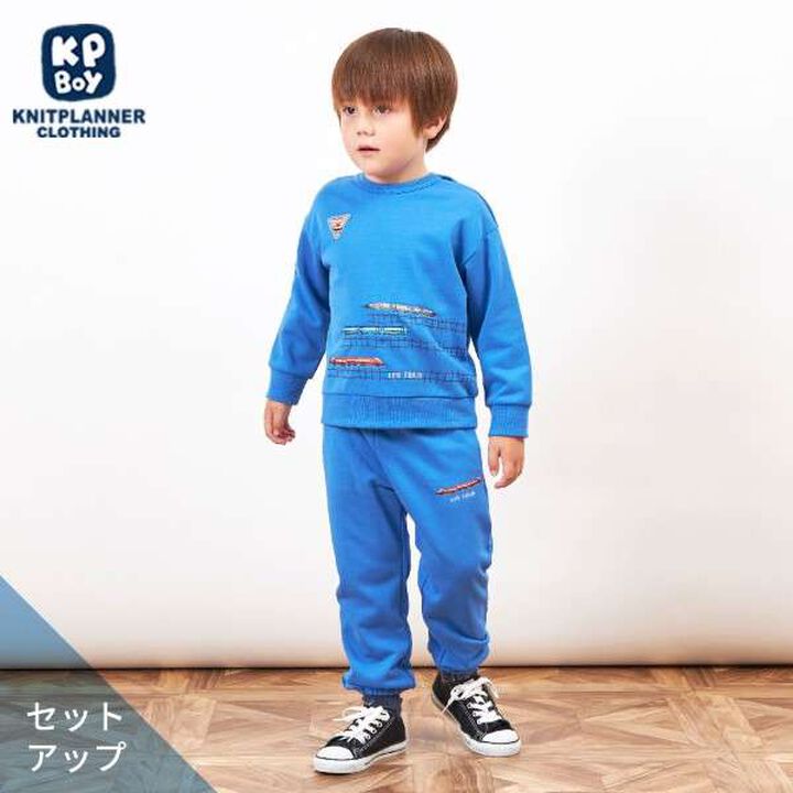 KPBOY Train Embroidery Mini Fleece Set (80-120),Blue, medium image number 0