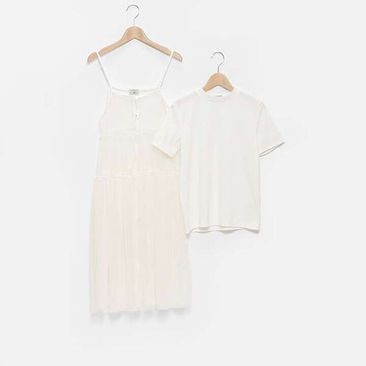 [AMI] Dot Tulle One-Piece Dress Inner Wear Set,Black, medium image number 12