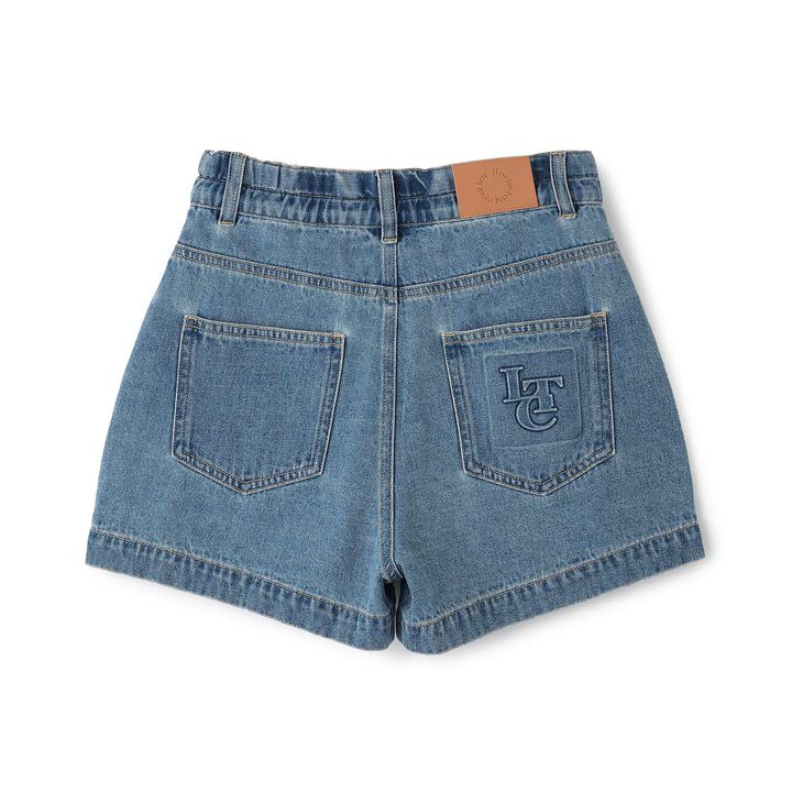 Embossed Loco Denim Shorts,Blue gray, medium image number 6