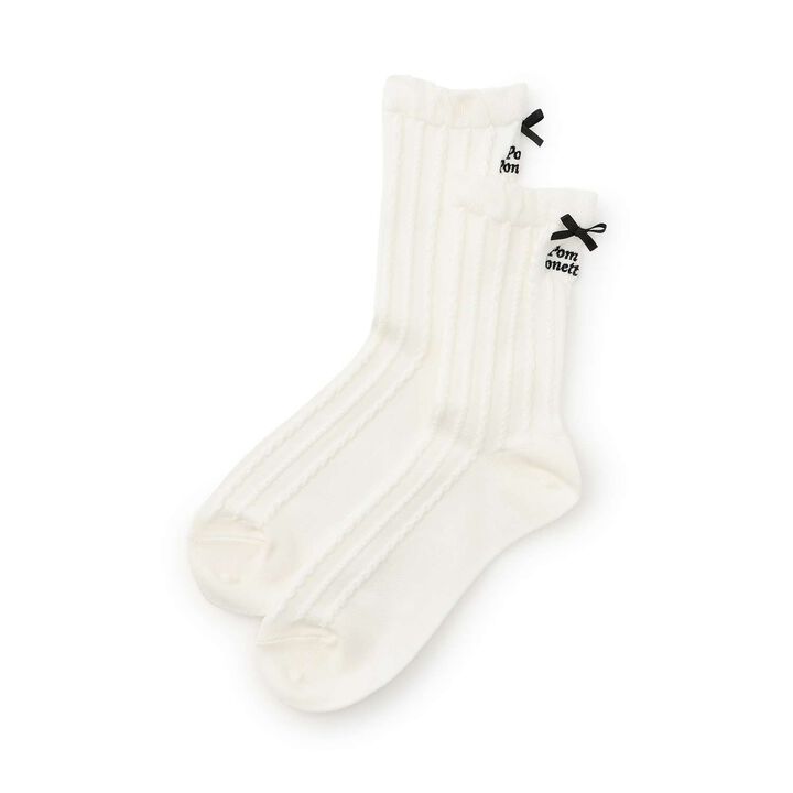 [Antibacterial Deodorizing] Back Ribbon Pattern Crew Socks,, medium