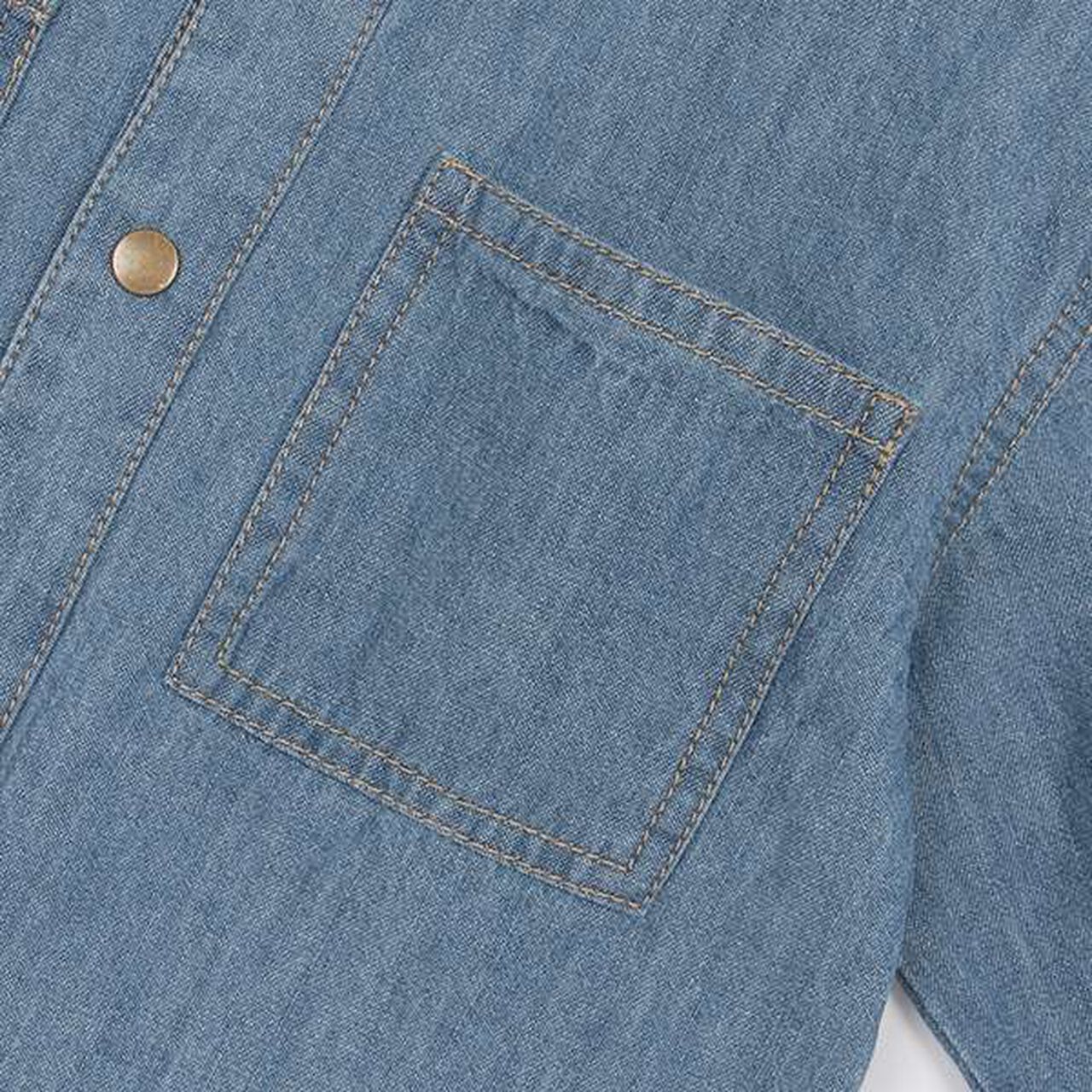 Denim Twill Long-Sleeve Shirt,Blue, large image number 7