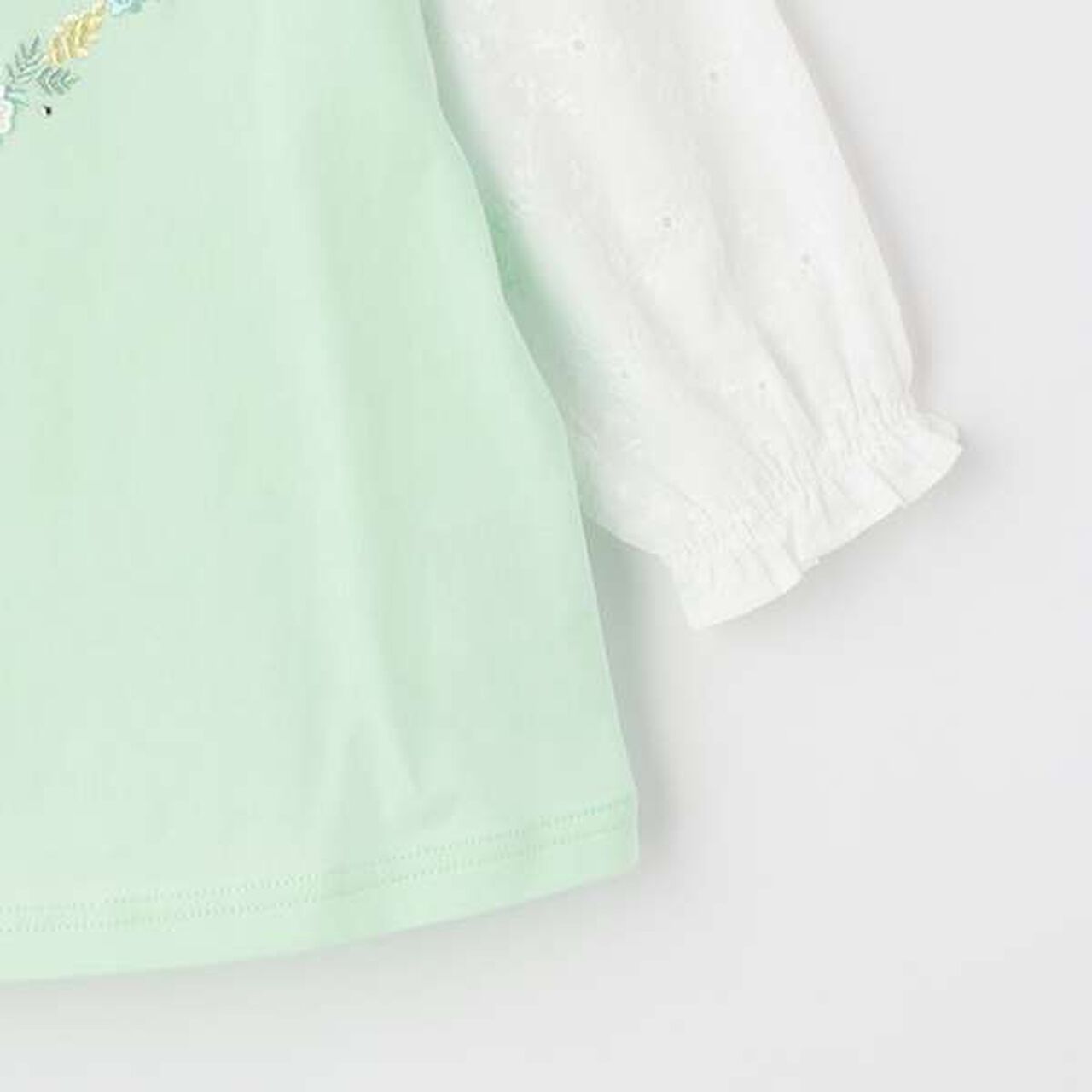 Flower Wreath 7/8 Sleeve T-Shirt,Off white, large image number 5