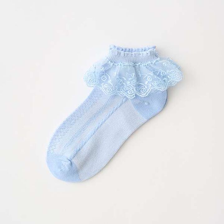 [Lycee Mine Ballet Series] Ruffled Lace Socks,Sax blue, medium image number 5