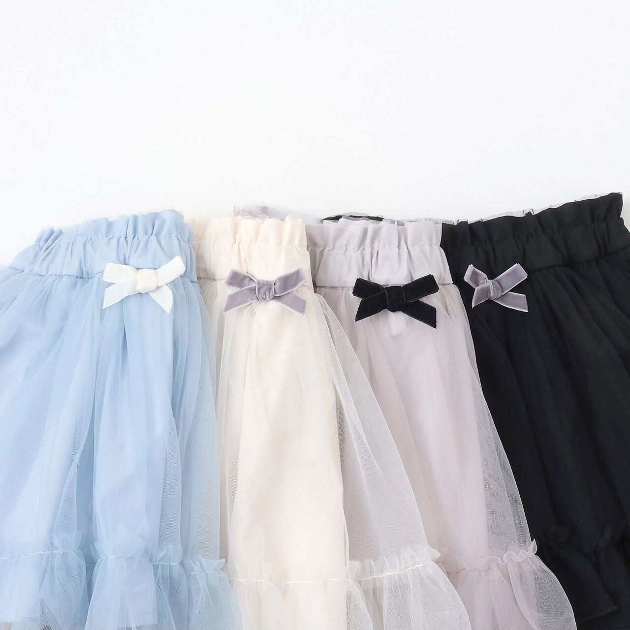Frilly Tulle Skirt Shorts,Blue gray, large image number 7