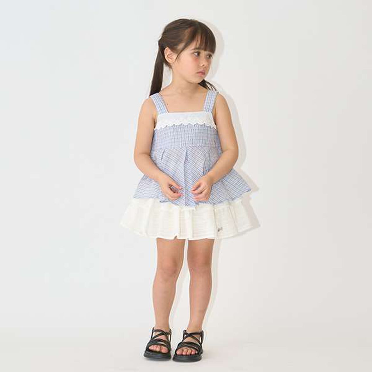 Pattern Assorted Peplum Camisole,Sax blue, large image number 13