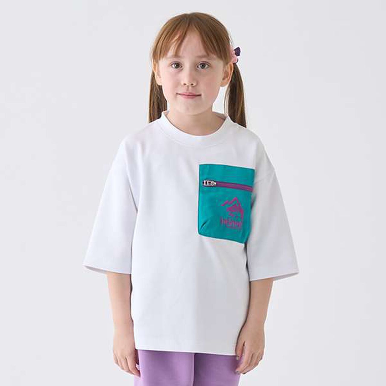 Water-Repellent Ponte Color-Blocked Pocket Big T-Shirt,White, large image number 0