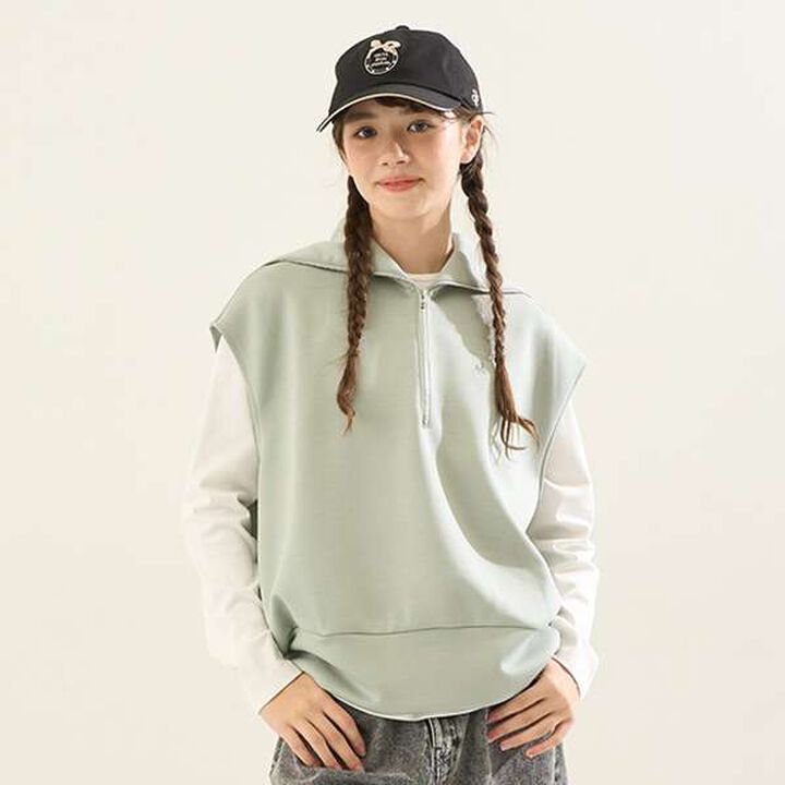 [AMI] Sailor Half-Zip Dampa Vest &times; Long Sleeve T-Shirt,Light green, medium image number 0