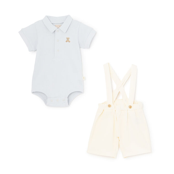 Polo Shirt + Pants Set with Suspenders,Light blue, medium image number 4