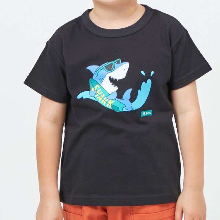 KP Boy Shark Print Short Sleeve T-Shirt,Black, medium image number 3
