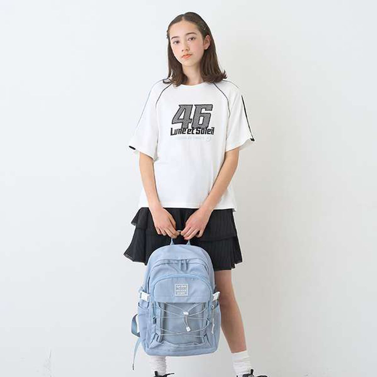 Casual Backpack with Charm,Black, large image number 1