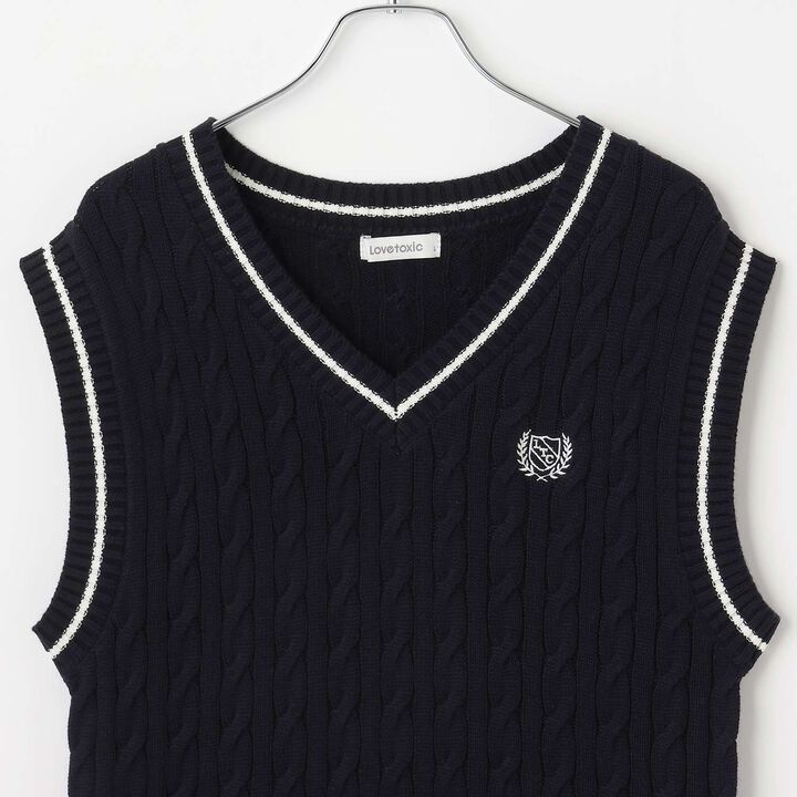 [Graduation Attire & Ceremony] Washable School Knit Vest,Navy, medium image number 5