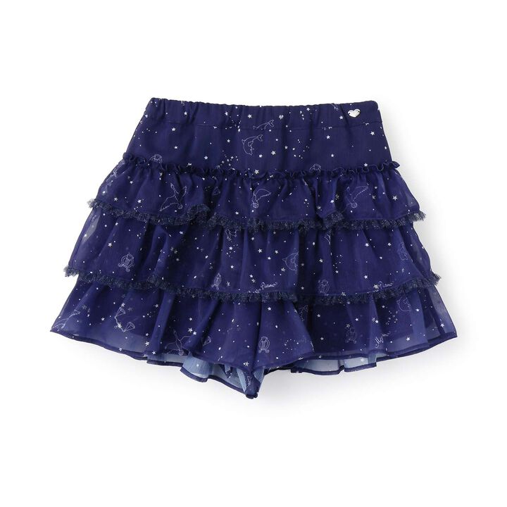 Zodiac Pattern Tiered Culotte Skirt,Navy, medium image number 7