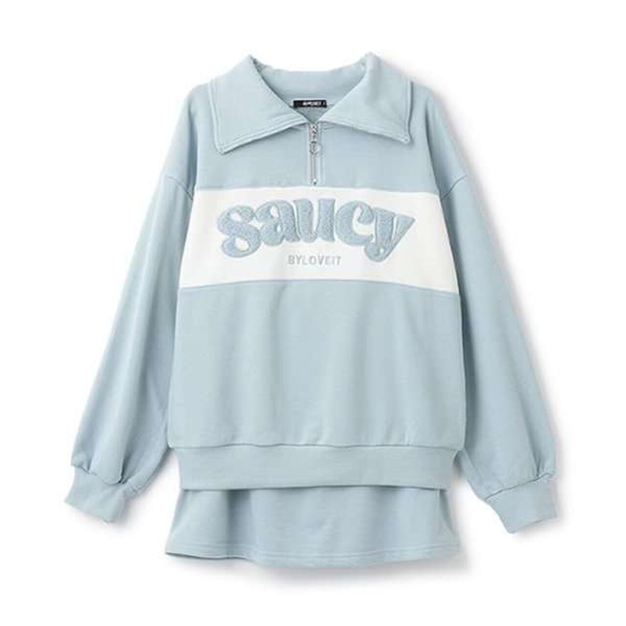 Color Block Half-Zip Pullover Skirt Set,Black, large image number 17