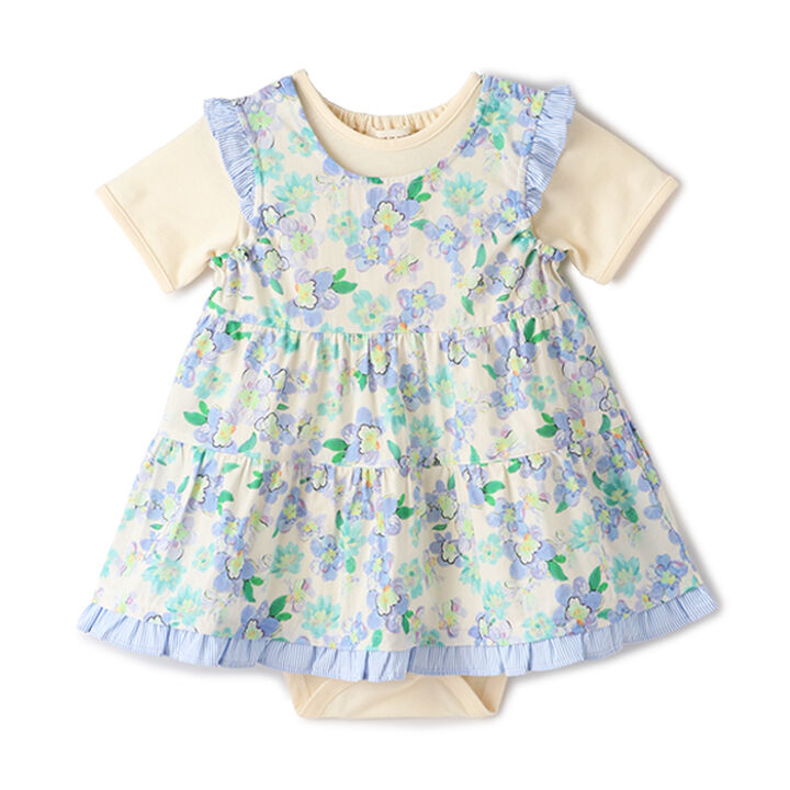 Broad Print Bodysuit Set,Blue, medium image number 0