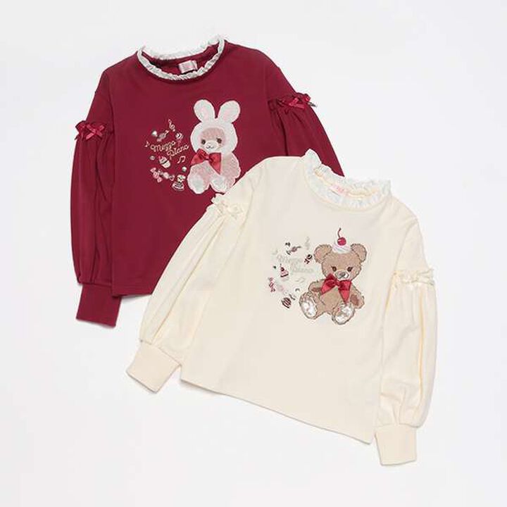 LT Bear Sleeve Contrast Frill,Wine, medium image number 9