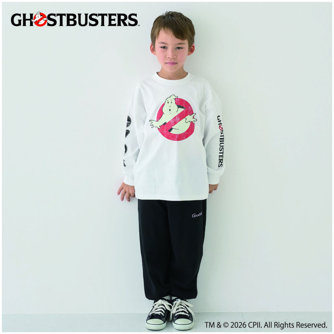[Ghostbusters] Phosphorescent Logo Long-Sleeve T-Shirt for Boys Kids,Ivory, large image number 0