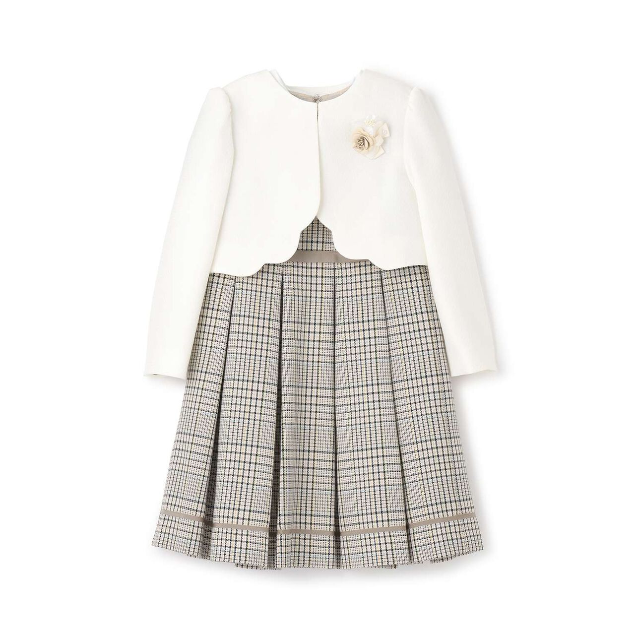 [Formal] Checkered OP + Scallop Trim JK Set,Beige, large image number 7