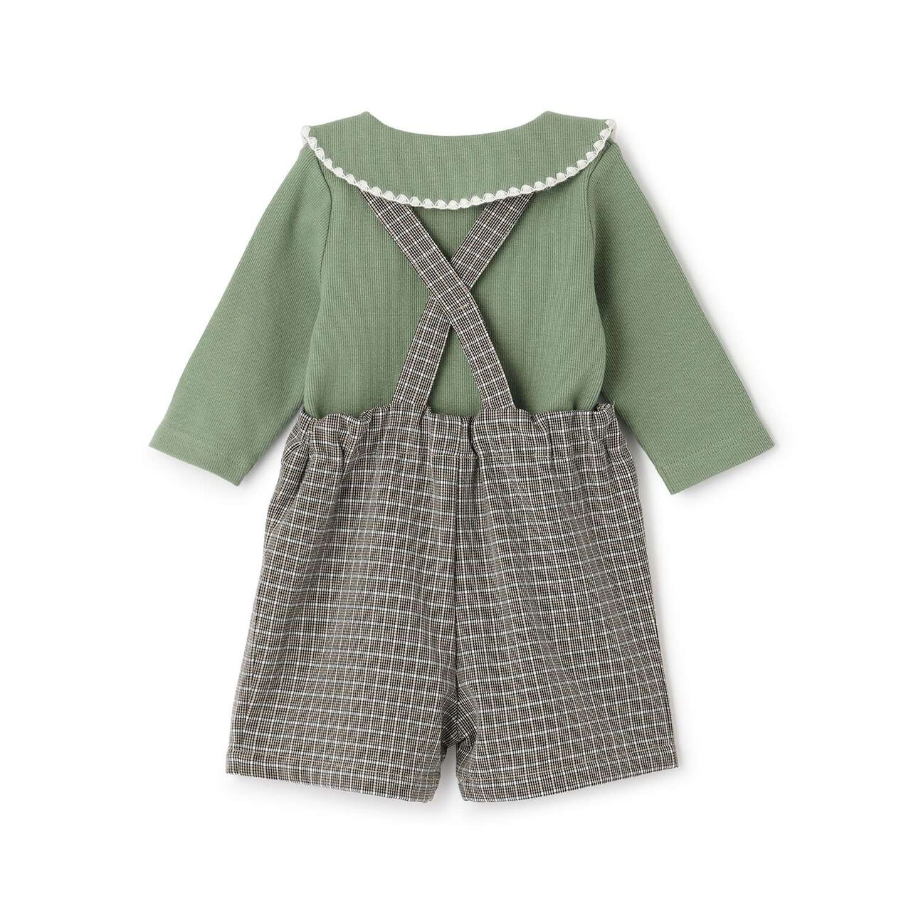 Collared Romper + Pants Set,Green, large image number 1