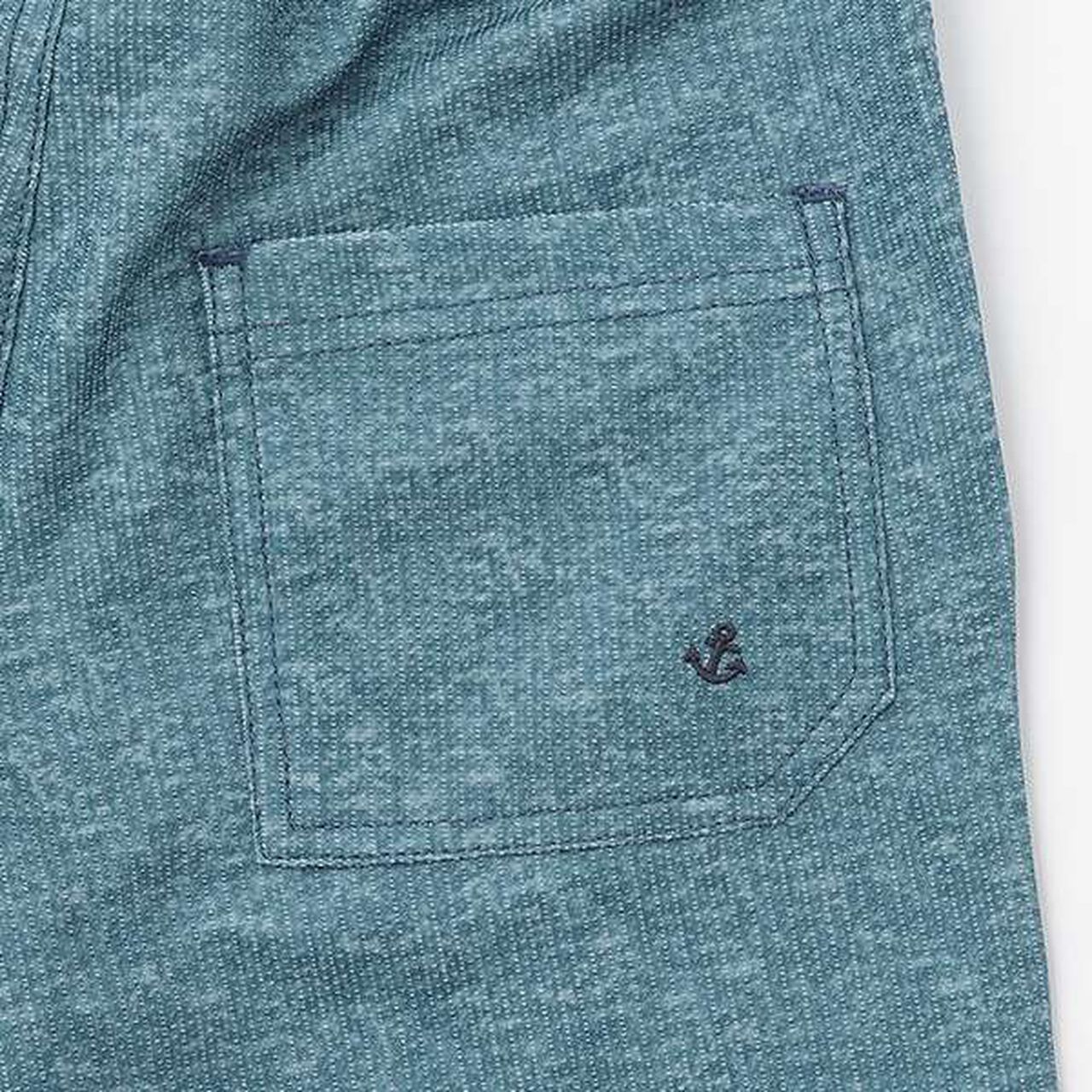 Dry Mesh Denim-Style Print Half Pants,Navy, large image number 6