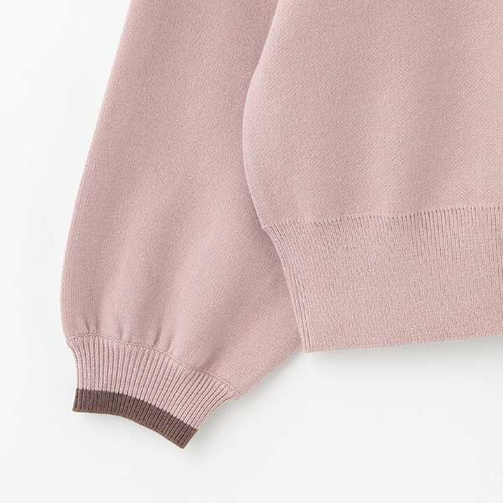 Ribbon Jacquard Frill Collar Knitwear,Pink, medium image number 6