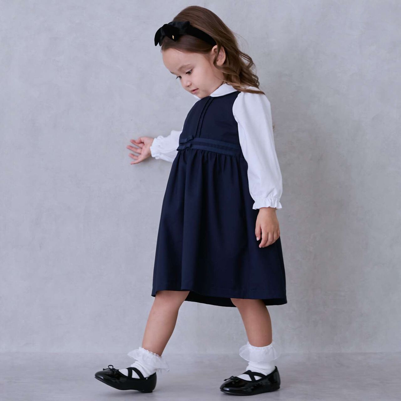 Semi-Formal Waist Ribbon Jumper Skirt,Greige, large image number 1