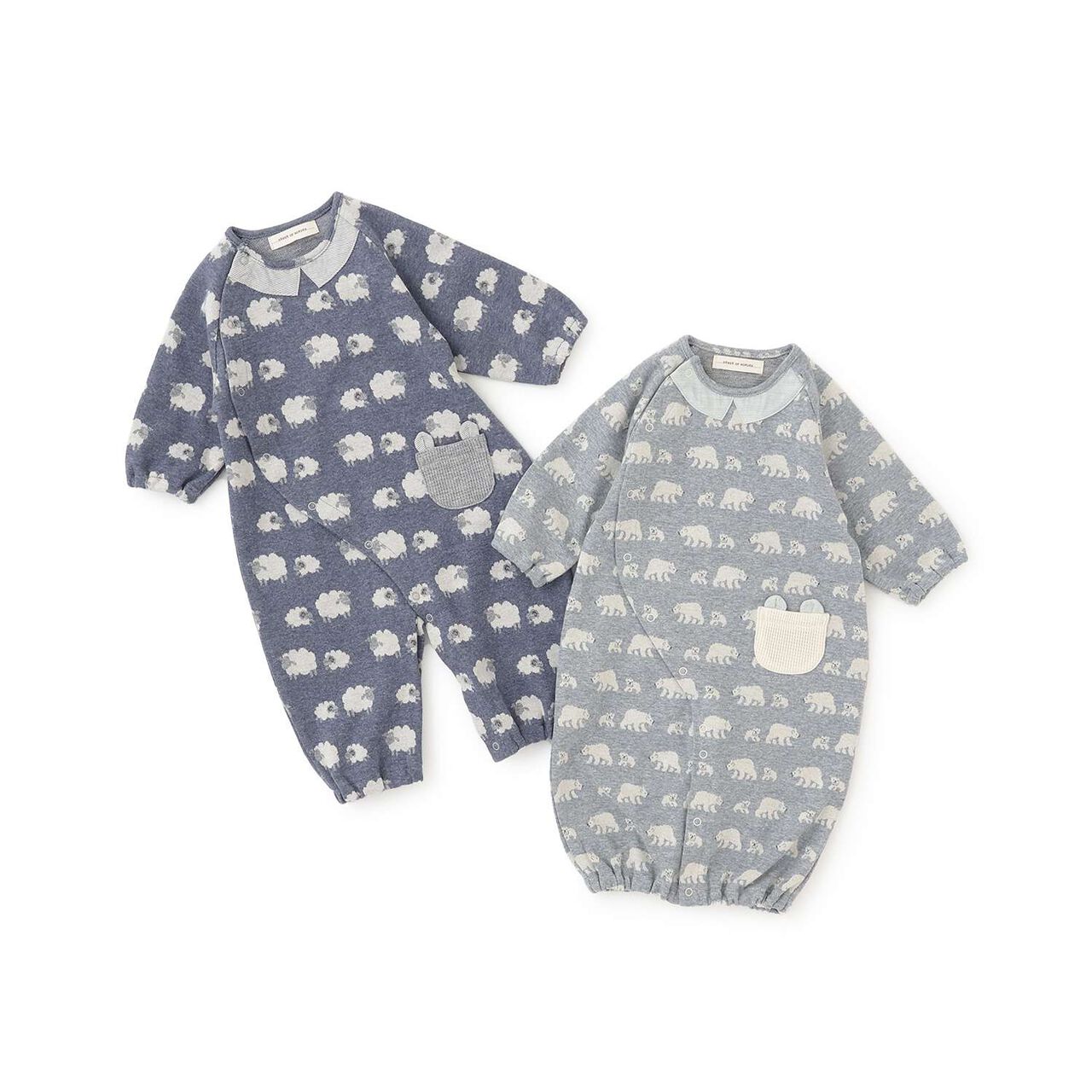 Organic Jacquard 2WAY Romper [Made in Japan],Blue, large image number 7