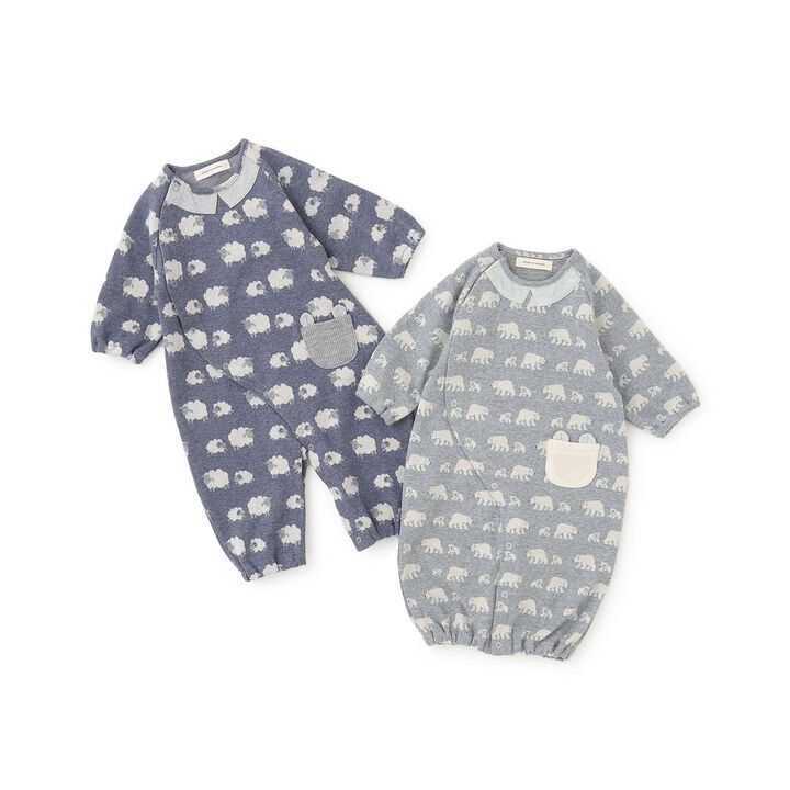 Organic Jacquard 2WAY Romper [Made in Japan],Blue, medium image number 7
