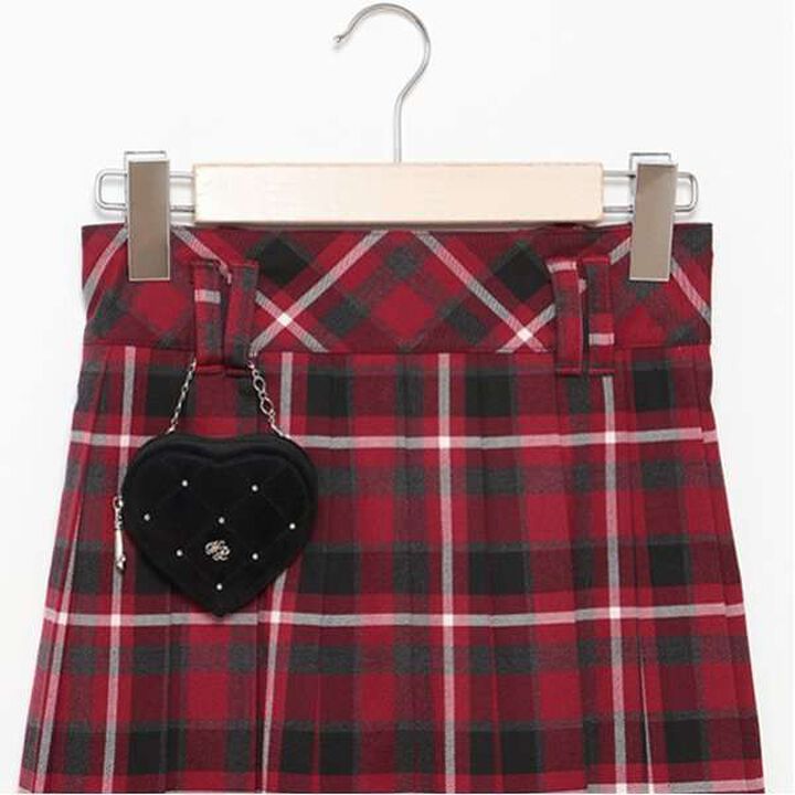 Heart Mini Bag Included Custom Check Pleated Skirt,Deep red, medium image number 12