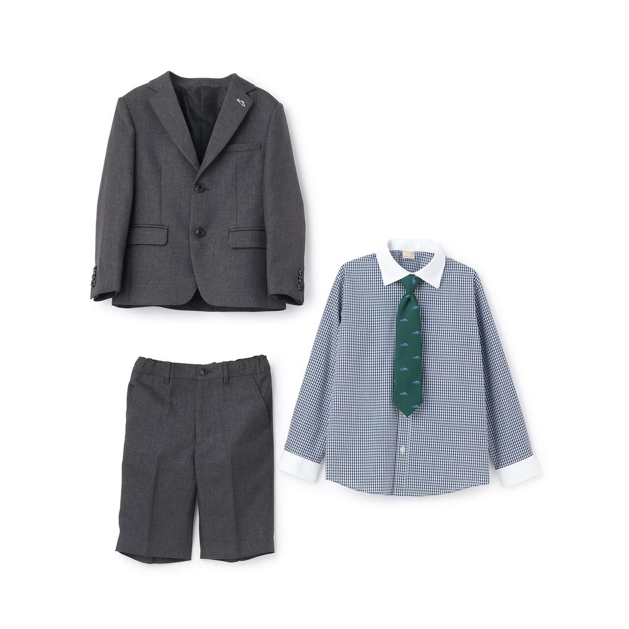 [Formal] Gray Jacket + Half Pants Set,Gray, large image number 9