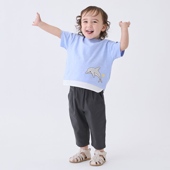 [Cool Touch] Marine Friends Appliqu&eacute; Short Sleeve T-Shirt,Golden tea, medium image number 1