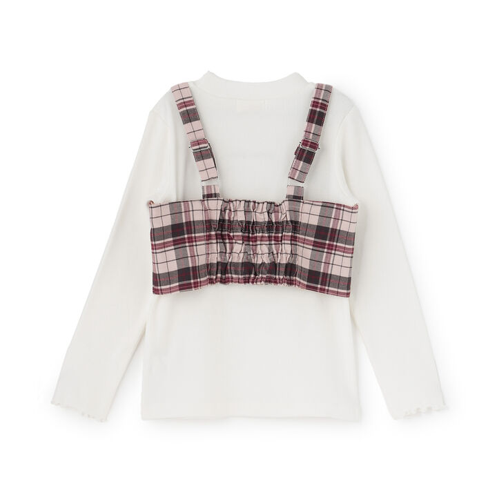 [Popular Item Restocked] [Not Available at Physical Stores] Checkered Bustier & Long-Sleeve T-Shirt Set,Beige, medium image number 1
