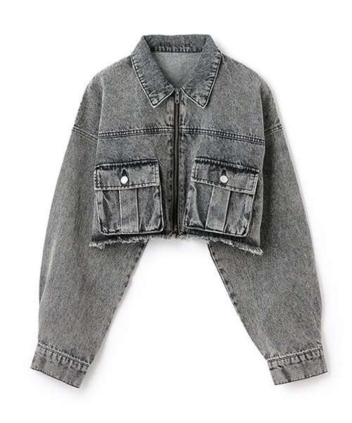 Denim Short Jacket,Gray, medium image number 4