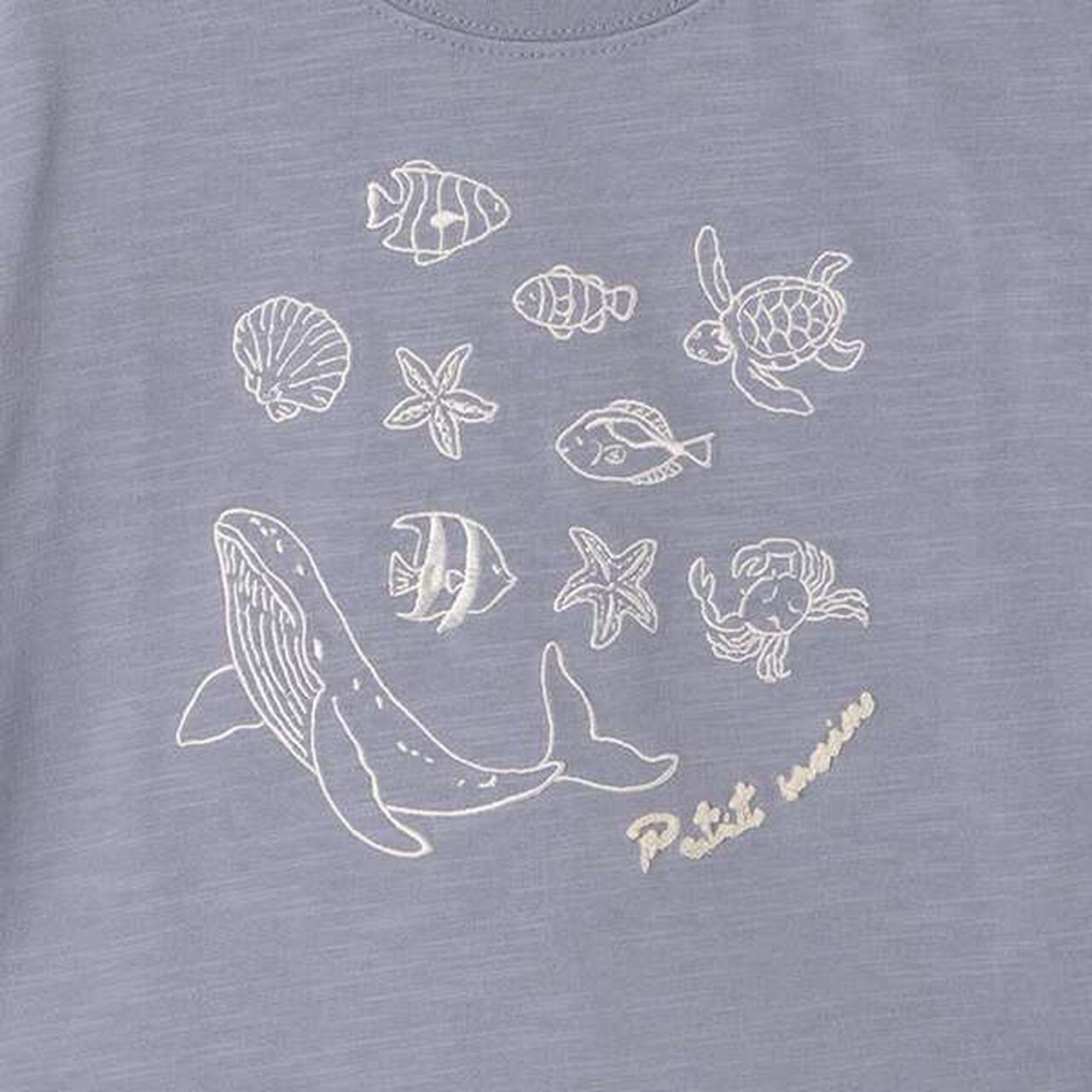 [Cool Touch] Ocean Embroidery Short Sleeve T-Shirt,Salmon pink, large image number 3