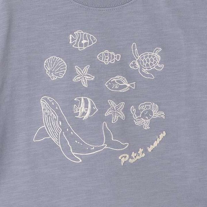[Cool Touch] Ocean Embroidery Short Sleeve T-Shirt,Salmon pink, medium image number 3