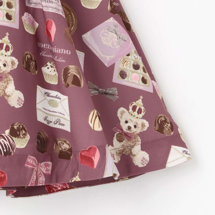 [Restock] Bonbon Chocolate Pattern Docking Dress,Deep red, medium image number 6