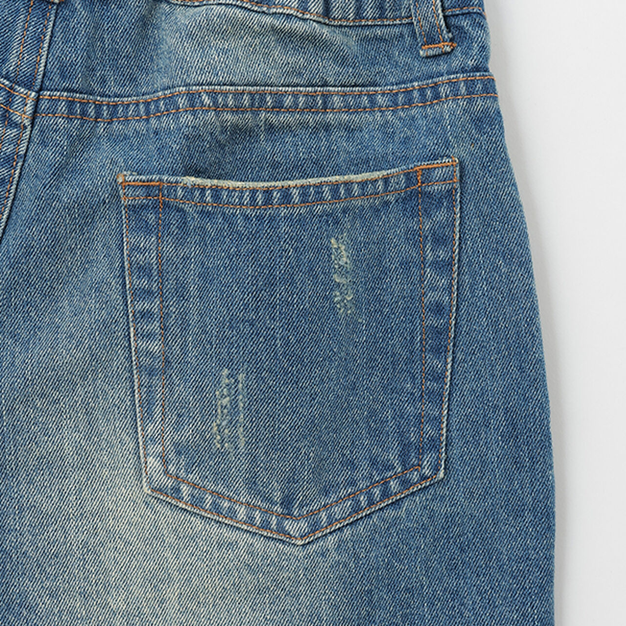 Side Lace Distressed Shorts,Blue, large image number 6