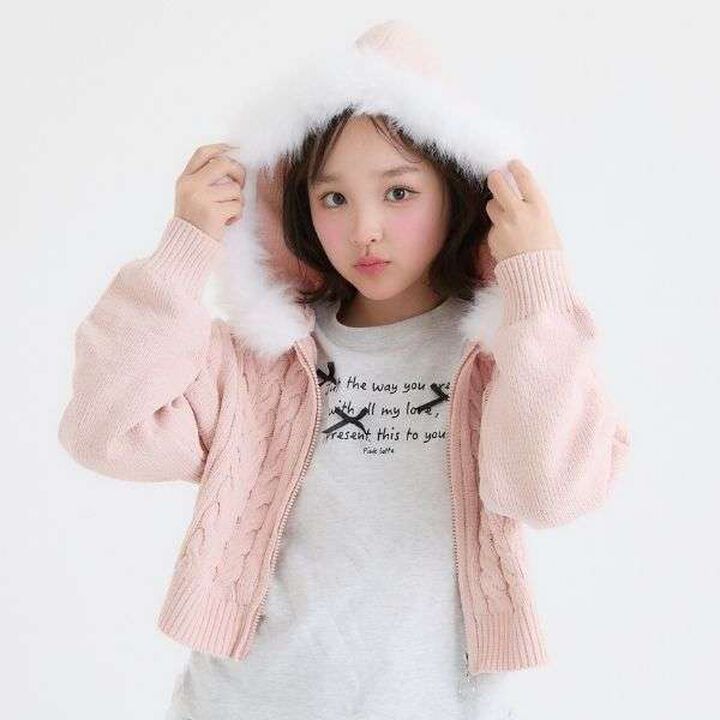 [Washable] Plush Knit Fur Zip Parka,Light pink, medium image number 4