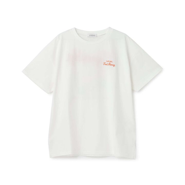 Hood Motif Loose Embroidered Short Sleeve T-Shirt,Smoke white, medium image number 13