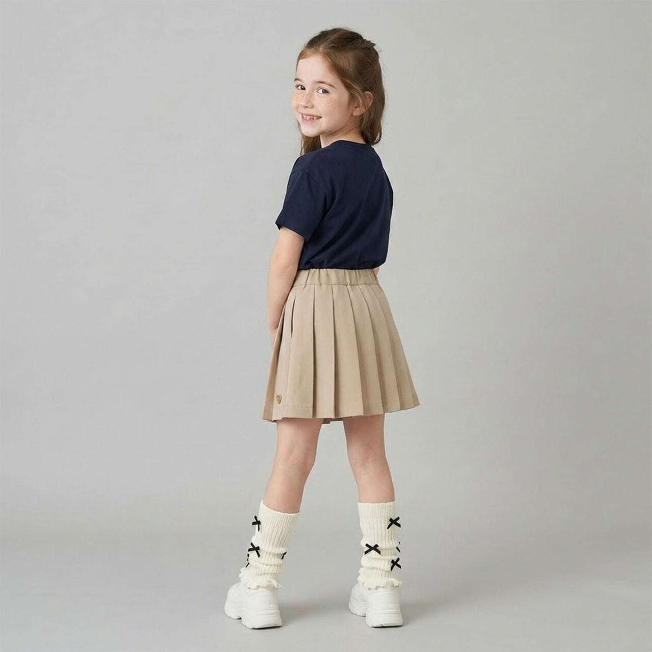 [100% Cotton] Heavy Rotation A-Line T-Shirt 2-Piece Set for Girls Kids,Dark red, large image number 20