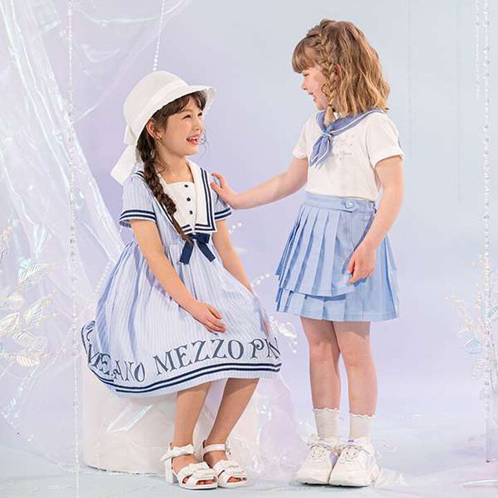 2-Tier Pleated Wrap Skirt Shorts,Blue, medium image number 7